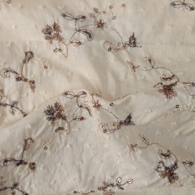 Ткань Батист вышивка (бежевый)